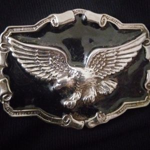 Silver and black Eagle belt buckle
